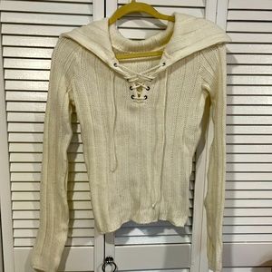Sweater front lace up cream color